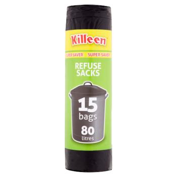Killeen Super Saver Refuse Sacks 15 Bags 80 Litres