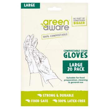 GreenAware Compostable Clear Gloves - Large 20 Pack