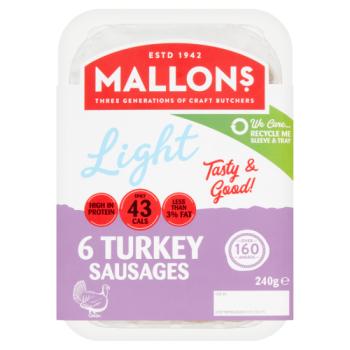 Mallons 6 Light Turkey Sausages 240g