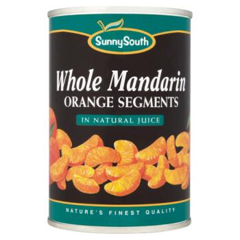 Sunny South Whole Mandarin Orange Segments in Natural Juice 390g