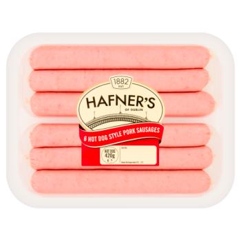 Hafner's 6 Hot Dog Style Pork Sausages 420g