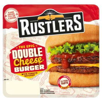 Rustlers The Epic Double Cheese Burger with Tomato Ketchup 145g