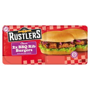 Rustlers Classic BBQ Rib Burgers with our BBQ Sauce 244g