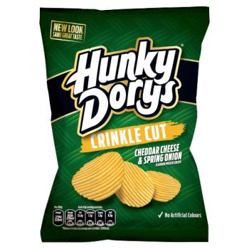 Hunky Dorys Crinkle Cut Cheddar Cheese & Spring Onion Flavour Potato Crisps 135g 
