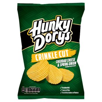 Hunky Dorys Crinkle Cut Cheddar Cheese & Spring Onion Flavour Potato Crisps 130g