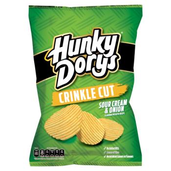 Hunky Dorys Crinkle Cut Sour Cream & Onion Flavour Potato Crisps 130g