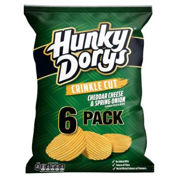Hunky Dorys Crinkle Cut Cheddar Cheese & Spring Onion Flavour Potato Crisps 6 x 25g