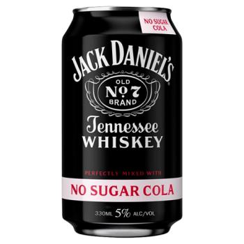 Jack Daniel's Tennessee Whiskey and No Sugar Cola 330ml