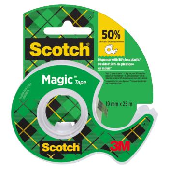 Scotch Magic Tape 19 mm x 25 m 1 Roll on Handheld Dispenser/Pack