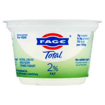 Fage Total 2% Fat Natural Low Fat Greek Recipe Strained Yoghurt 150g
