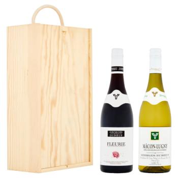Georges Dubœuf Fleurie & Macon in Wooden Twin Pack 2 x 75cl