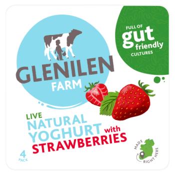 Glenilen Farm Live Natural Yoghurt with Strawberries 4 x 125g