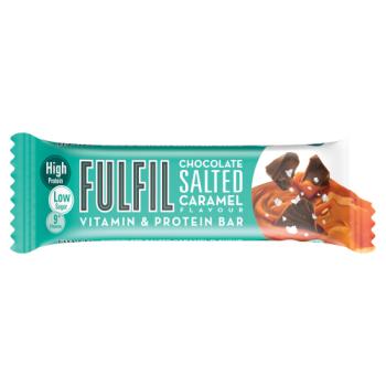 Fulfil Dark Chocolate & Salted Caramel Protein Bar – 20g Protein, <3g Sugar, 9 Vitamins, 55g Bar