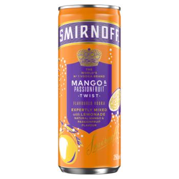 Smirnoff Mango & Passionfruit Twist and Lemonade 5% vol Ready To Drink Premix 250ml Can