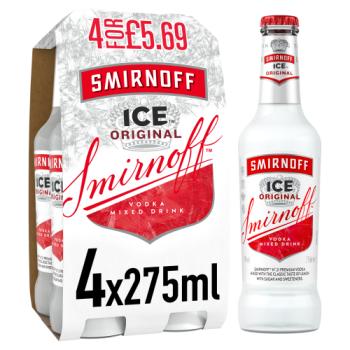 Smiroff Ice 4% vol 4 x 275ml £5.69 Multipack Bottles