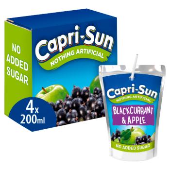 Capri-sun Nothing Artificial No Added Sugar Blackcurrant And Apple 4 X 200ml