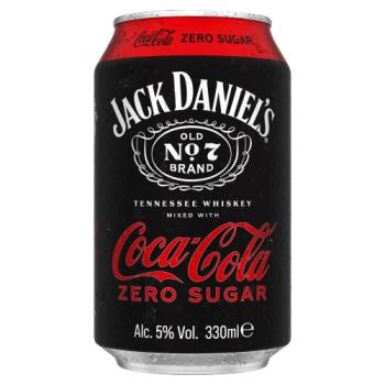 Jack Daniel's Old No. 7 Brand Tennessee Whiskey Mixed with Coca-Cola Zero Sugar 330ml
