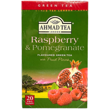 Ahmad Tea London Raspberry & Pomegranate Flavoured Green Tea with Fruit Pieces Tea Bags 20pk 