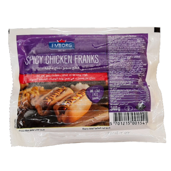 Emborg Spicy Chicken Franks Hot Dogs 340g 