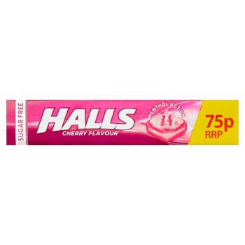 Halls Sugar Free Cherry Menthol Action Sweets 75p 32g