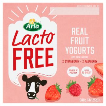Arla Lactofree Real Fruit Yogurts 4 x 125g (500g)