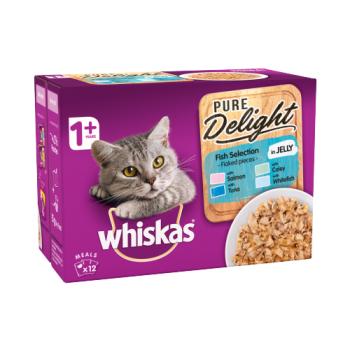 Whiskas Pure Delight Senior Cat Food Pouches Fish In Jelly 12 X 85g