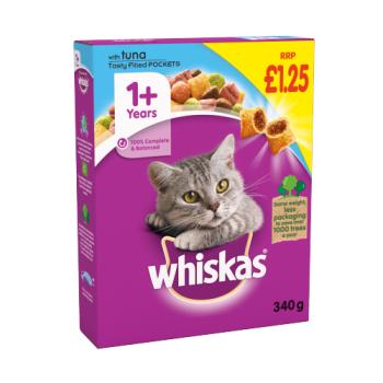 Whiskas 1+ Dry Complete Cat Food With Tuna 340g (mpp£1.25)