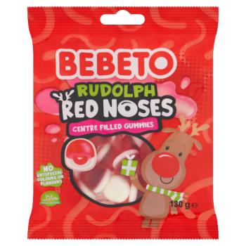 Bebeto Rudolph Red Noses Centre Filled Gummies 130g