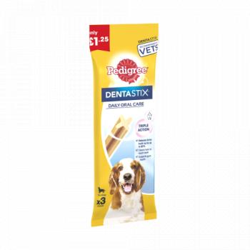 Pedigree Dentastix Daily Medium Dog Treats 3 X Dental Sticks 77g Pmp £1.25