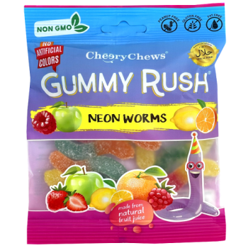Cheery Chews Gummy Rush Neon Worms 90g 