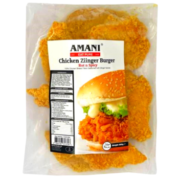 Amani Chicken Ziinger Burger Hot n Spicy Halal 900g 