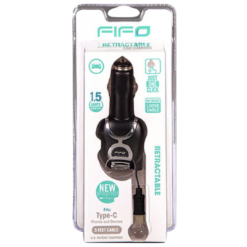 FIFO Retractable Car Charger with USB Type-C (Colours May Vary) 
