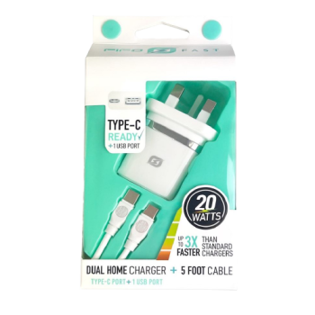 Fifo Fast Dual Home Charger & Cable Type C 