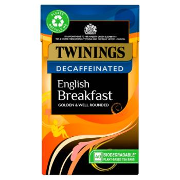 Twinings English Breakfast Decaffeinated 40 Plant-Based Tea Bags 109g