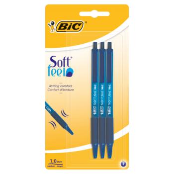 BIC Softfeel Clic Blue Pens 3 Pack
