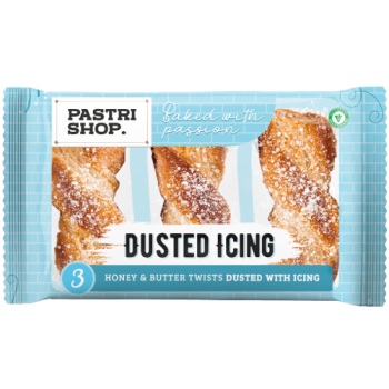Pastri Shop 3 Honey & Butter Twists Dusted with Icing 112.5g