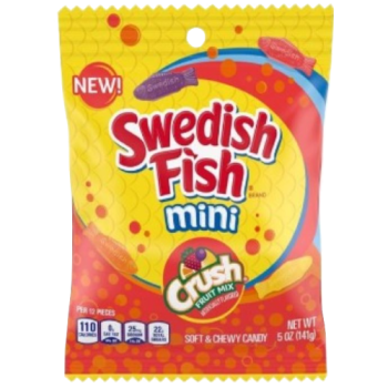 Swedish Fish Mini Crush Fruit Mix Soft & Chewy Candy 141g 