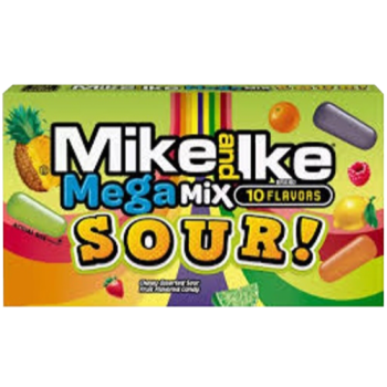 Mike and Ike Mega Mix Sour 10 Chewy Assorted Fruit Flavored Candies 120g 