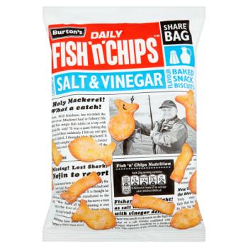Burton's Daily Fish 'n' Chips Salt & Vinegar Flavour Baked Snack Biscuits 125g