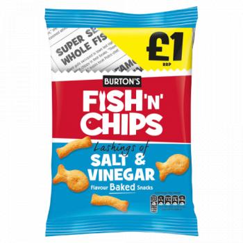 Burton's Fish'N' Chips Lashings of Salt & Vinegar Flavour Baked Snacks 125g