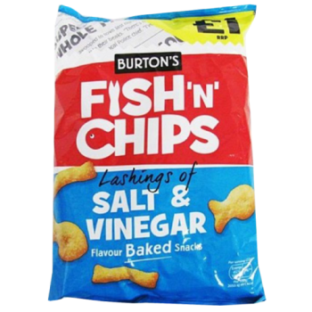 Burton's Fish 'n' Chips Lashings of Salt & Vinegar Flavour Baked Snacks 110g PM £1 