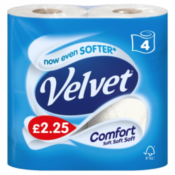 Velvet Comfort 4 Toilet Rolls £2.25
