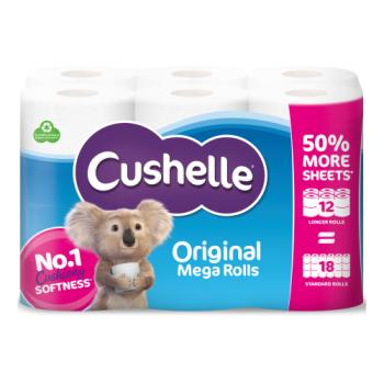Cushelle Original Toilet Rolls 12 Mega Rolls 50% More Sheets