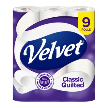 Velvet Classic Quilted Toilet Roll 9 Rolls