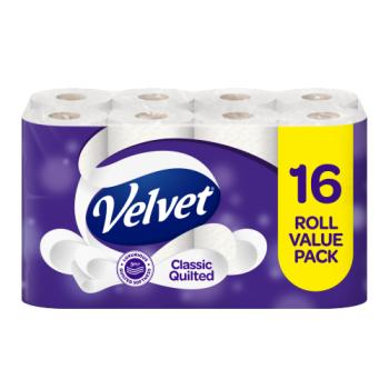 Velvet Classic Quilted Toilet Rolls 16 Rolls