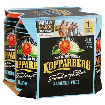 Kopparberg Alcohol-Free Premium Cider with Strawberry & Lime 4 x 330ml