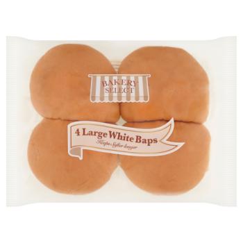 Bakery Select 4 Large White Baps