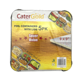 Catergold Square Foil Containers With Lids 5pk 