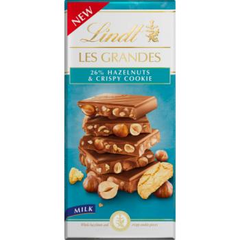 Lindt Les Grandes Hazelnut & Crispy Cookie Milk Chocolate Bar 150g