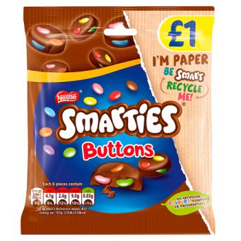 Smarties Buttons Milk Chocolate Hanging Pouch 78g Pmp £1